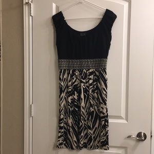 Express Black and cream print dress -size 8